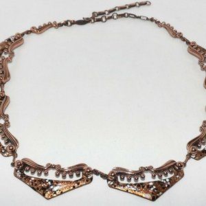 Vintage Matisse Copper Enamel Collar Bib Necklace